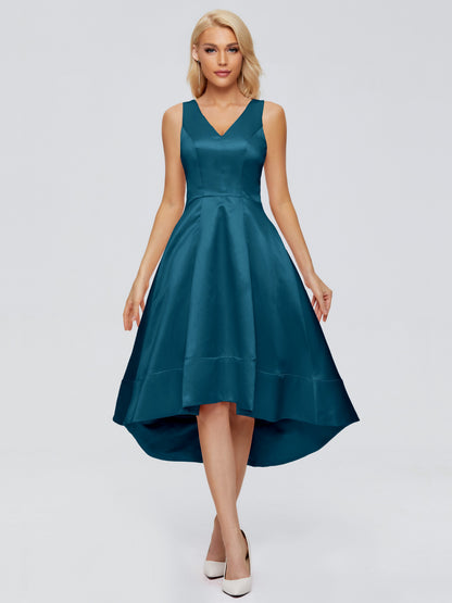 Ashley Straps Knee-length Satin Bridesmaid Dress