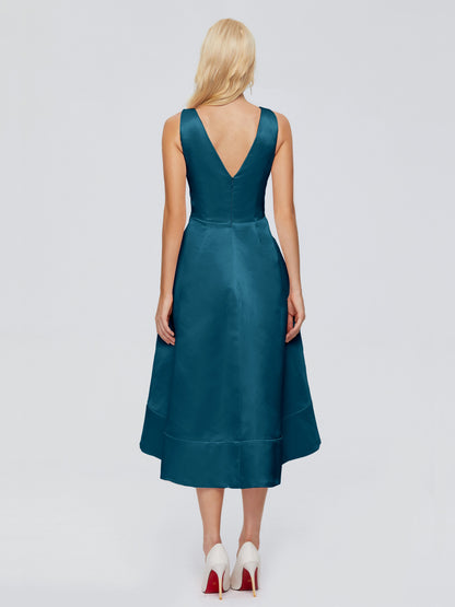 Ashley Straps Knee-length Satin Bridesmaid Dress