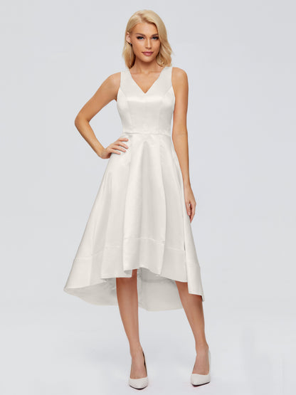 Ashley Straps Knee-length Satin Bridesmaid Dress