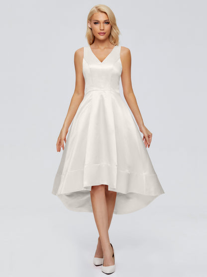 Ashley Straps Knee-length Satin Bridesmaid Dress