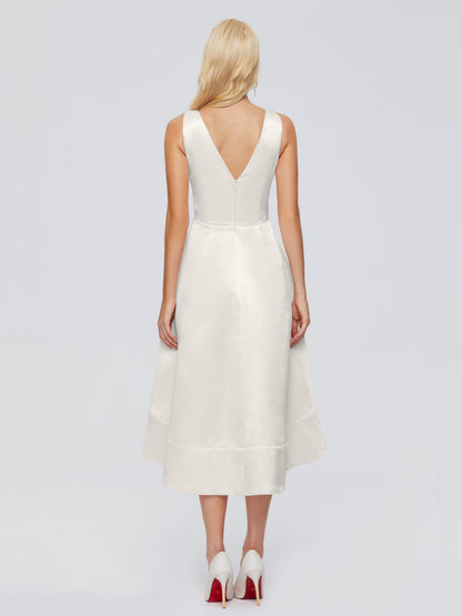 Ashley Straps Knee-length Satin Bridesmaid Dress