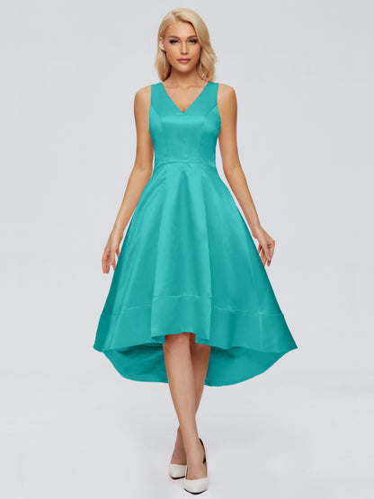 Ashley Straps Knee-length Satin Bridesmaid Dress
