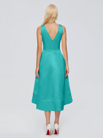 Ashley Straps Knee-length Satin Bridesmaid Dress