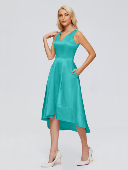Ashley Straps Knee-length Satin Bridesmaid Dress