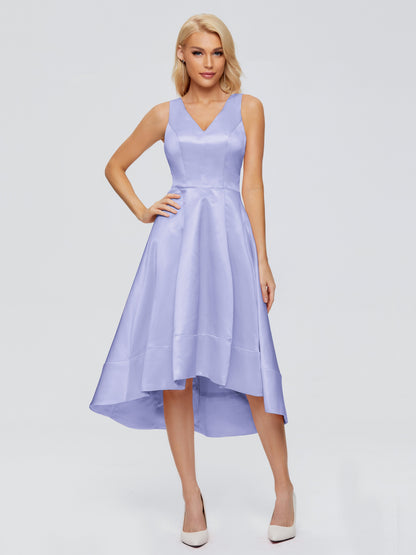 Ashley Straps Knee-length Satin Bridesmaid Dress