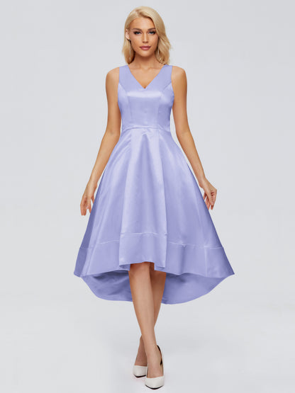 Ashley Straps Knee-length Satin Bridesmaid Dress