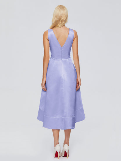 Ashley Straps Knee-length Satin Bridesmaid Dress