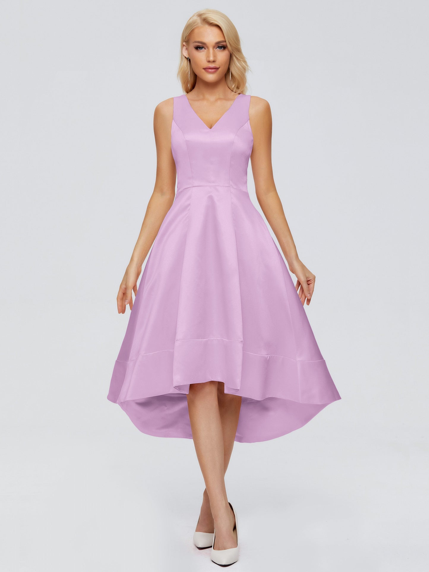 Ashley Straps Knee-length Satin Bridesmaid Dress