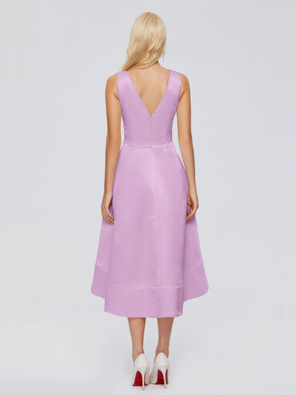 Ashley Straps Knee-length Satin Bridesmaid Dress