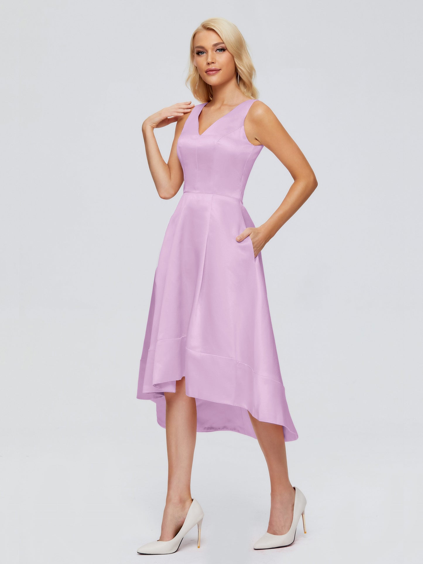 Ashley Straps Knee-length Satin Bridesmaid Dress