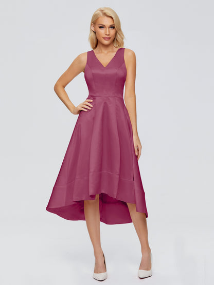 Ashley Straps Knee-length Satin Bridesmaid Dress
