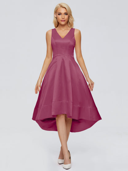 Ashley Straps Knee-length Satin Bridesmaid Dress