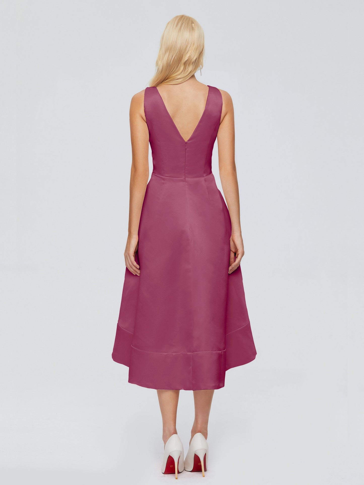 Ashley Straps Knee-length Satin Bridesmaid Dress