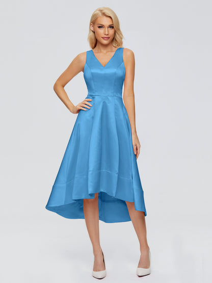 Ashley Straps Knee-length Satin Bridesmaid Dress