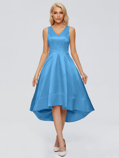 Ashley Straps Knee-length Satin Bridesmaid Dress