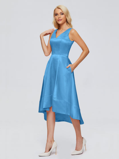 Ashley Straps Knee-length Satin Bridesmaid Dress