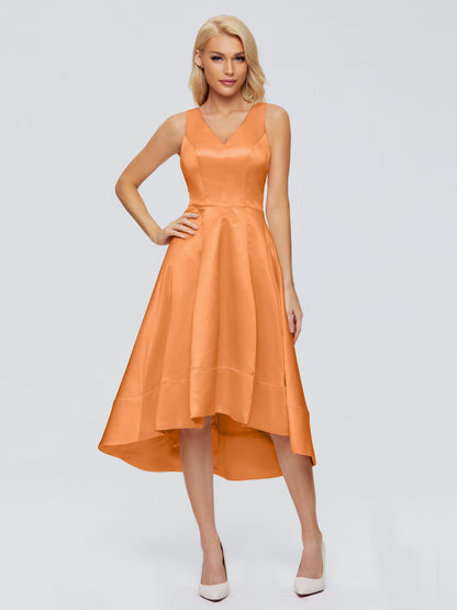Ashley Straps Knee-length Satin Bridesmaid Dress