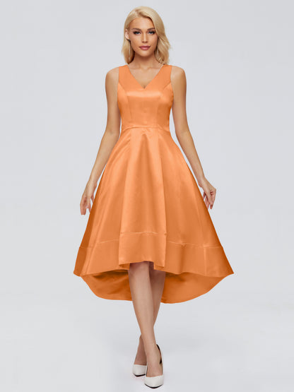 Ashley Straps Knee-length Satin Bridesmaid Dress
