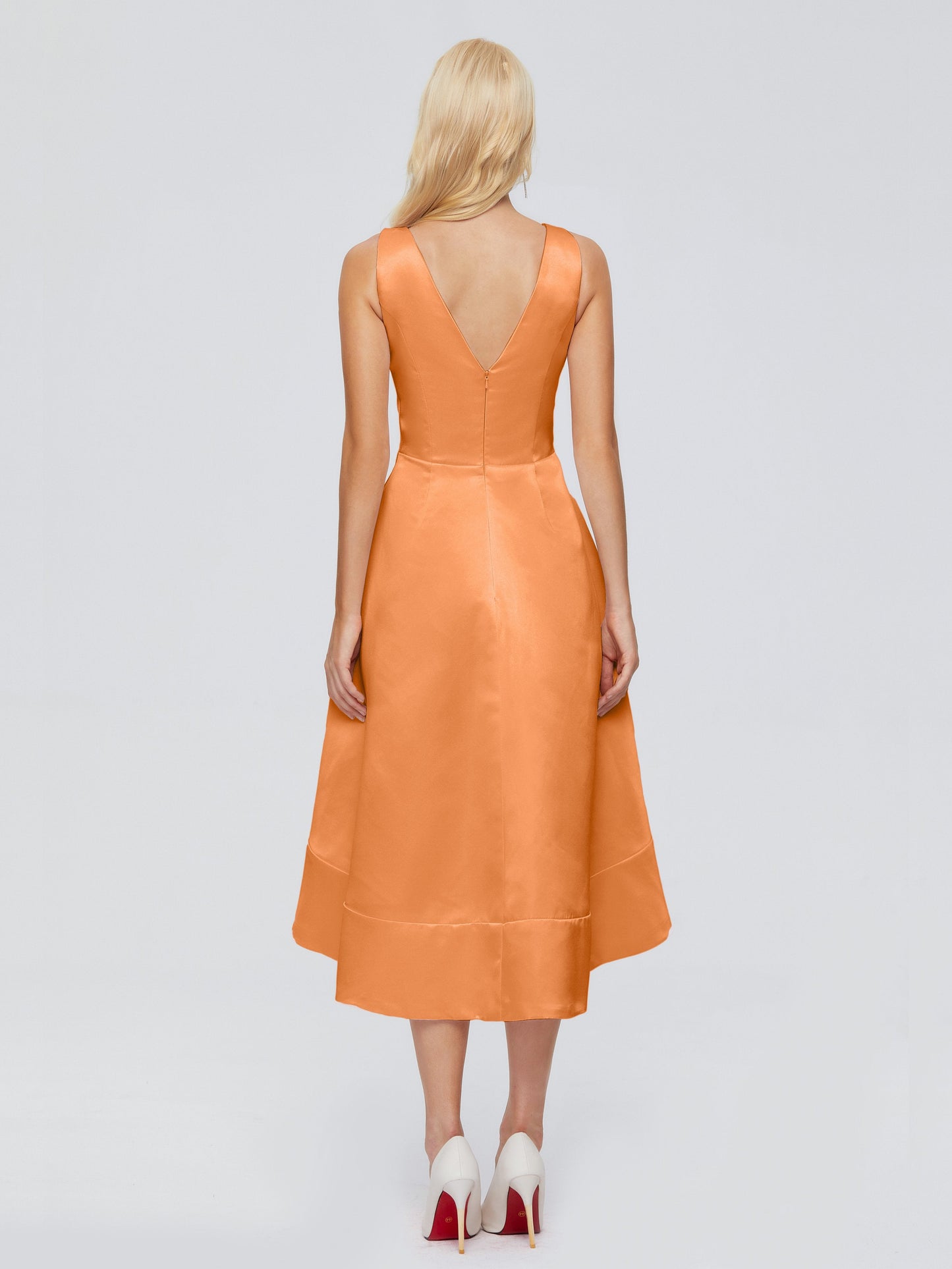 Ashley Straps Knee-length Satin Bridesmaid Dress