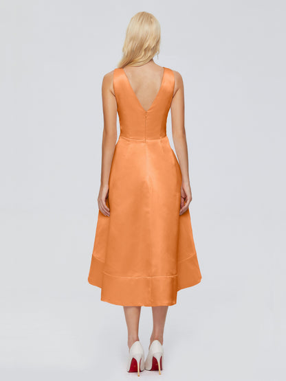 Ashley Straps Knee-length Satin Bridesmaid Dress