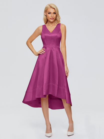Ashley Straps Knee-length Satin Bridesmaid Dress
