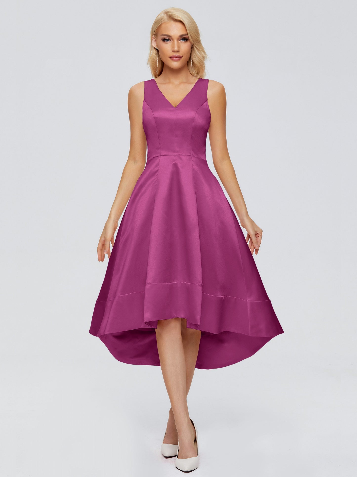 Ashley Straps Knee-length Satin Bridesmaid Dress
