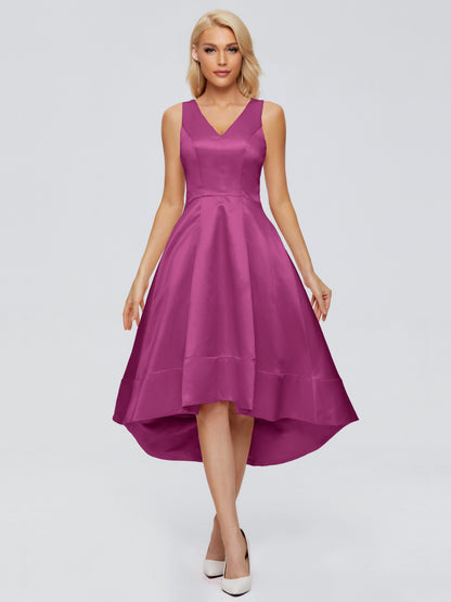 Ashley Straps Knee-length Satin Bridesmaid Dress