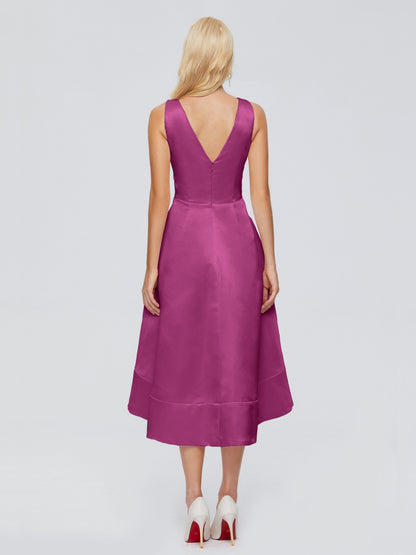 Ashley Straps Knee-length Satin Bridesmaid Dress