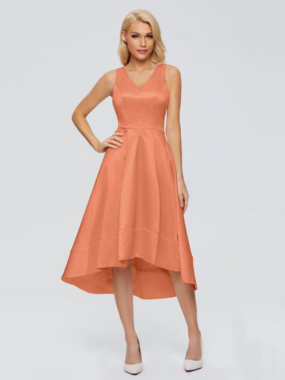 Ashley Straps Knee-length Satin Bridesmaid Dress