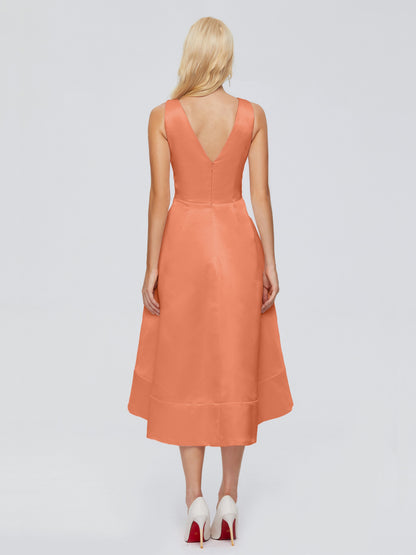 Ashley Straps Knee-length Satin Bridesmaid Dress
