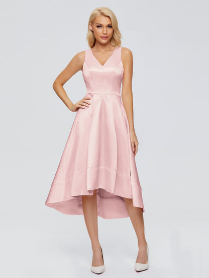 Ashley Straps Knee-length Satin Bridesmaid Dress