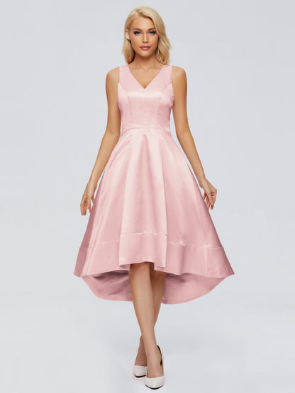 Ashley Straps Knee-length Satin Bridesmaid Dress