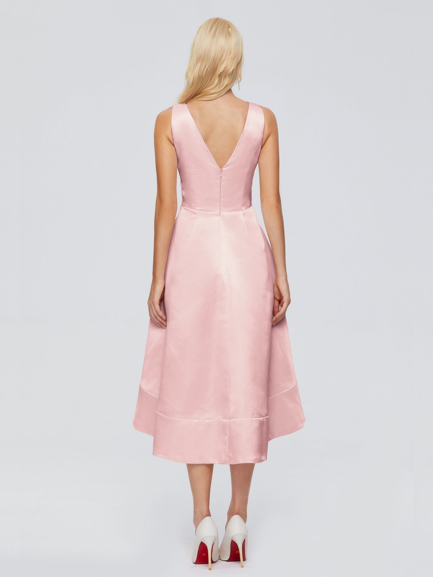 Ashley Straps Knee-length Satin Bridesmaid Dress