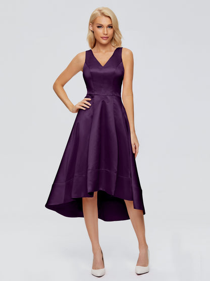 Ashley Straps Knee-length Satin Bridesmaid Dress
