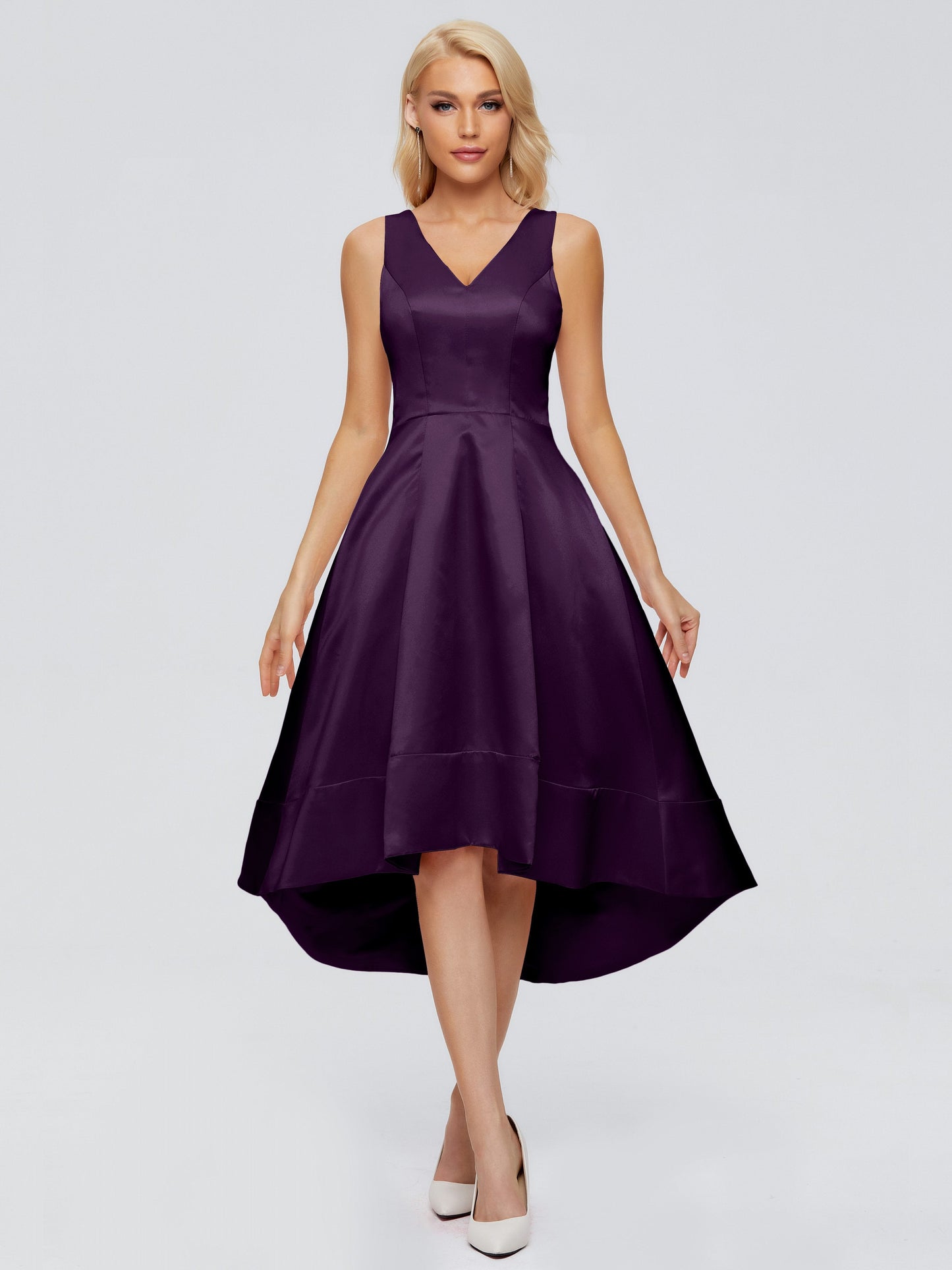 Ashley Straps Knee-length Satin Bridesmaid Dress