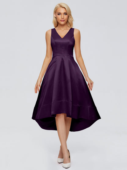 Ashley Straps Knee-length Satin Bridesmaid Dress