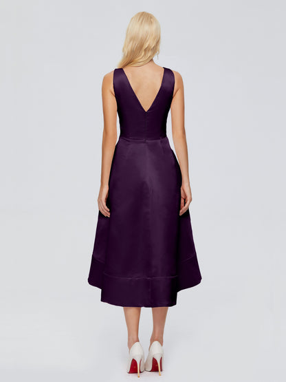 Ashley Straps Knee-length Satin Bridesmaid Dress