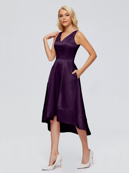 Ashley Straps Knee-length Satin Bridesmaid Dress