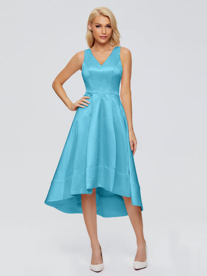 Ashley Straps Knee-length Satin Bridesmaid Dress