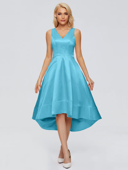 Ashley Straps Knee-length Satin Bridesmaid Dress