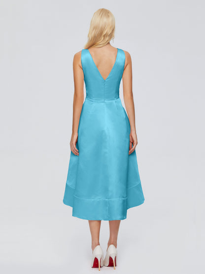 Ashley Straps Knee-length Satin Bridesmaid Dress