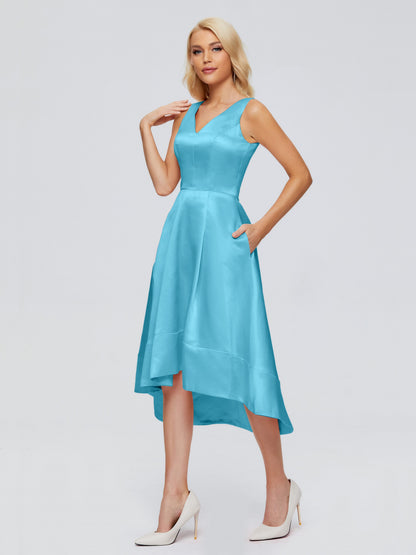 Ashley Straps Knee-length Satin Bridesmaid Dress