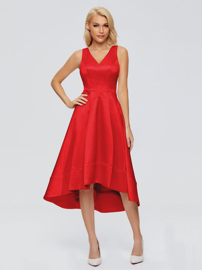 Ashley Straps Knee-length Satin Bridesmaid Dress