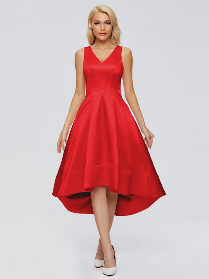 Ashley Straps Knee-length Satin Bridesmaid Dress