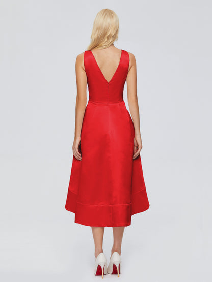 Ashley Straps Knee-length Satin Bridesmaid Dress