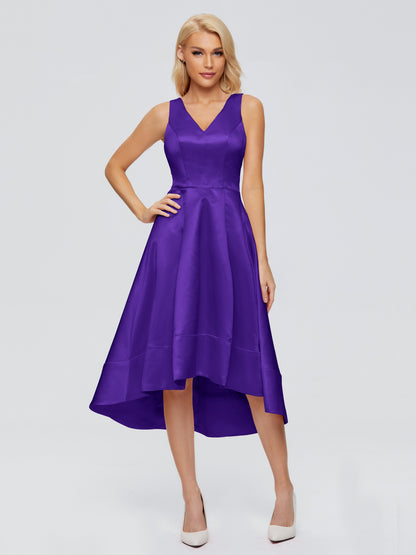 Ashley Straps Knee-length Satin Bridesmaid Dress