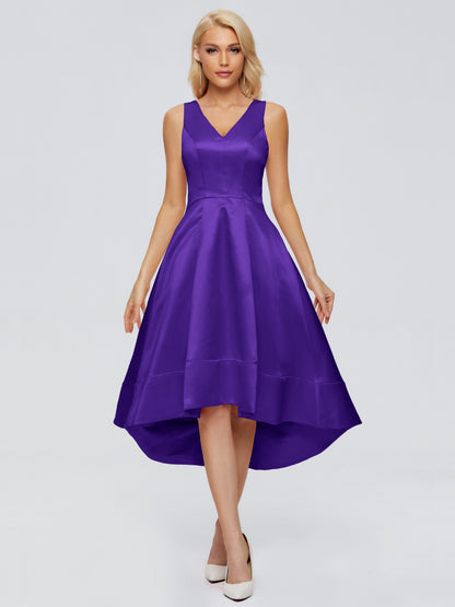 Ashley Straps Knee-length Satin Bridesmaid Dress