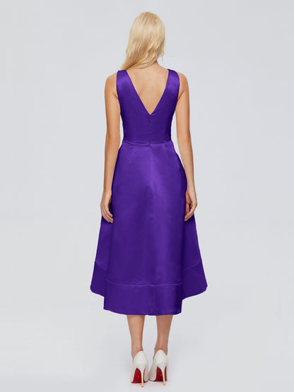 Ashley Straps Knee-length Satin Bridesmaid Dress