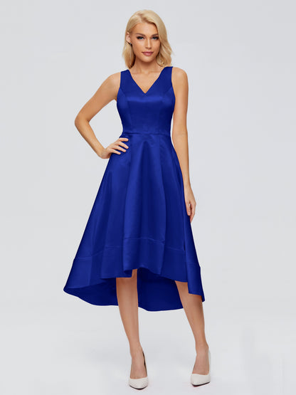 Ashley Straps Knee-length Satin Bridesmaid Dress