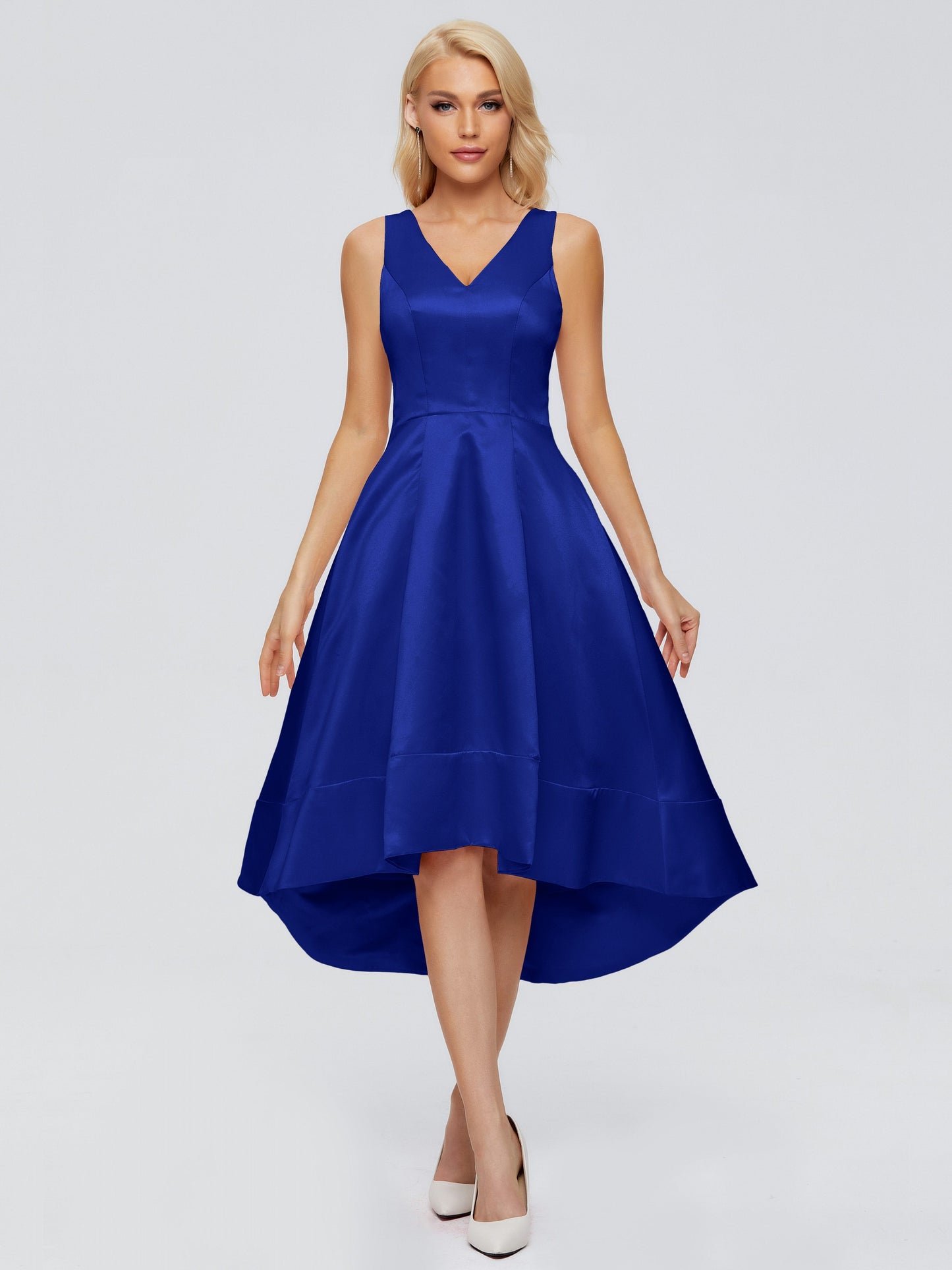 Ashley Straps Knee-length Satin Bridesmaid Dress